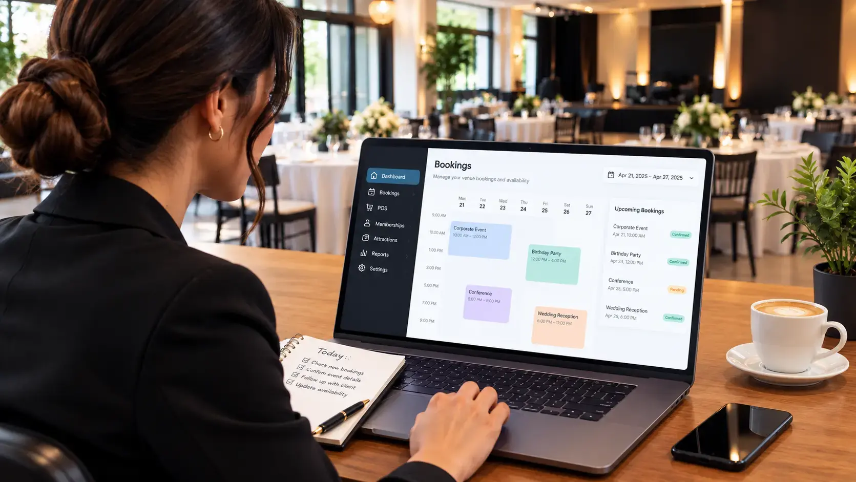 Venue staff using booking software
